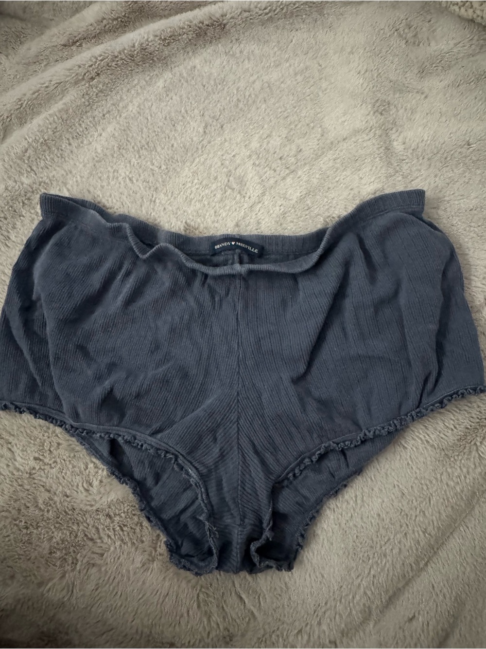 Dark Gray Ribbed Cotton Shorts